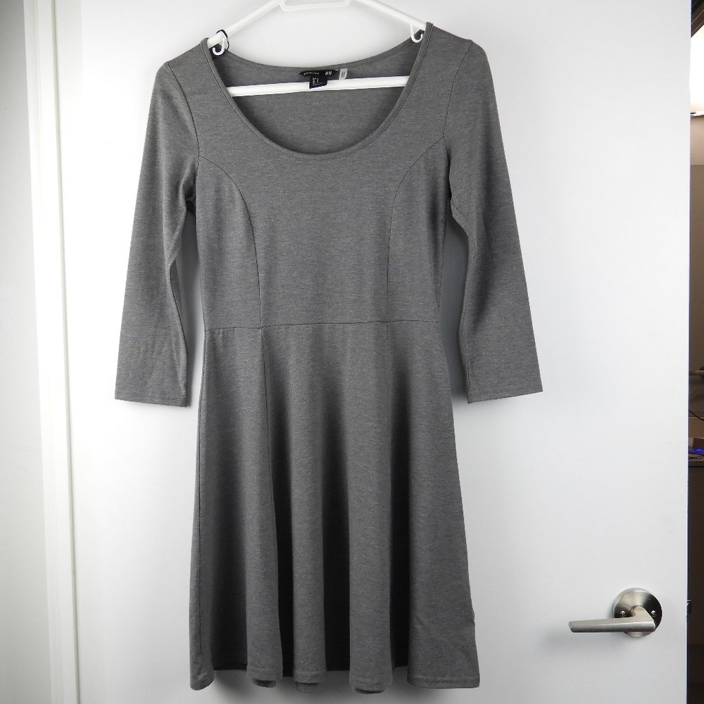Grey 3/4 Sleeve Skater Dress from H&M